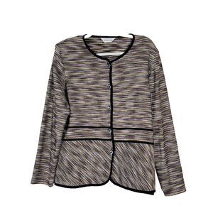 Exclusively Misook Womens Size L Button Up‎ Jacket Abstract Striped Stretch Work